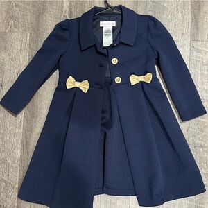 Bonnie Jean Navy Coat with Gold Accents